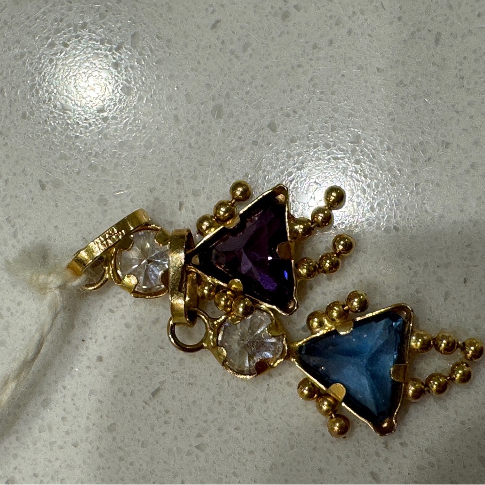 Vintage 14k Gold charm LOT pendant 2 girls cute little permanent jewelry - Picture 5 of 5
